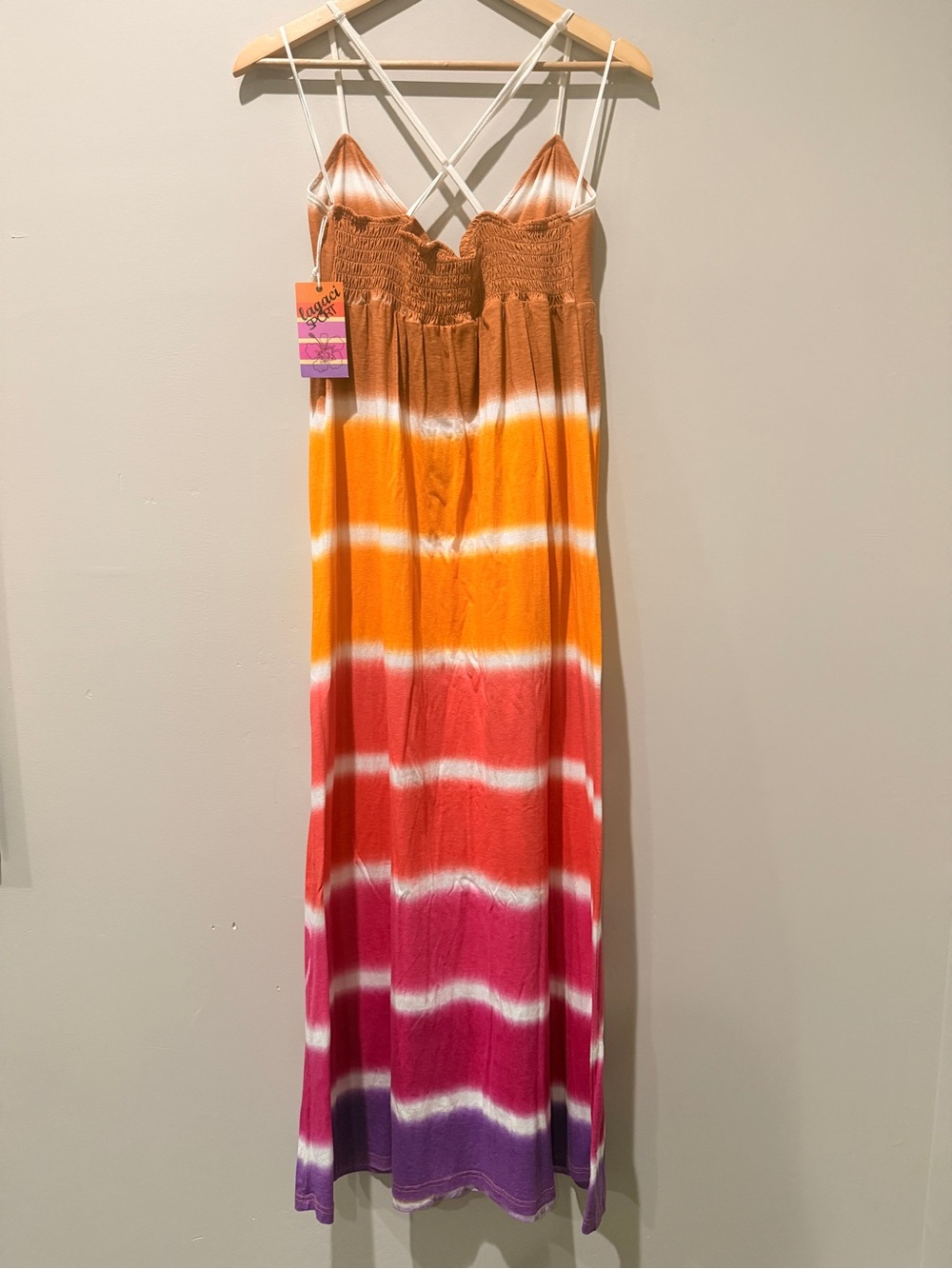 Tropical Maxi Dress Hawaiian Beach Resort Vacation Colorful Floral Casual Hippie - Picture 5 of 10